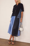 Denim x Knit Cardigan in Navy x Blue