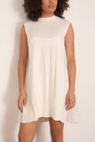 Denim x Knit Dress in Off White