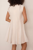 Denim x Knit Dress in Off White