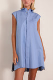 Poplin Dress in Blue Stripe