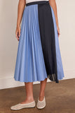Poplin Skirt in Blue Stripe x Navy