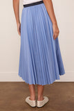 Poplin Skirt in Blue Stripe x Navy