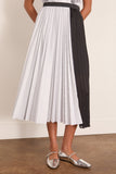 Poplin Skirt in Off White Stripe x Black