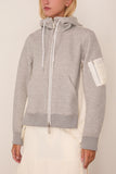 Sponge Sweat x Nylon Twill Hoodie in Gray x Off White
