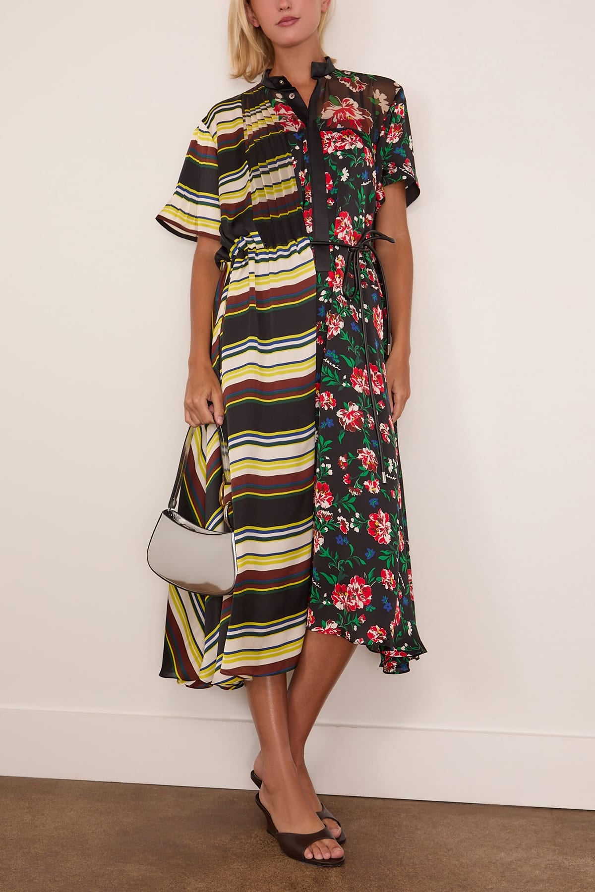 Sacai Pattern Mix Dress in Black Multi