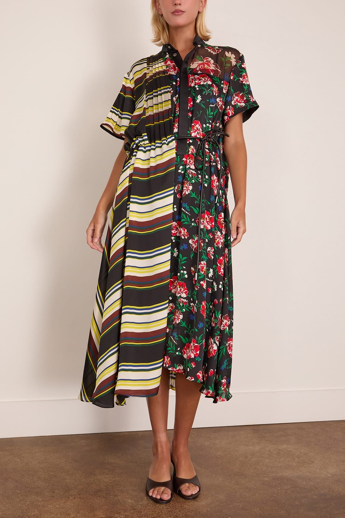 Sacai Pattern Mix Dress in Black Multi