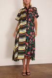 Pattern Mix Dress in Black Multi