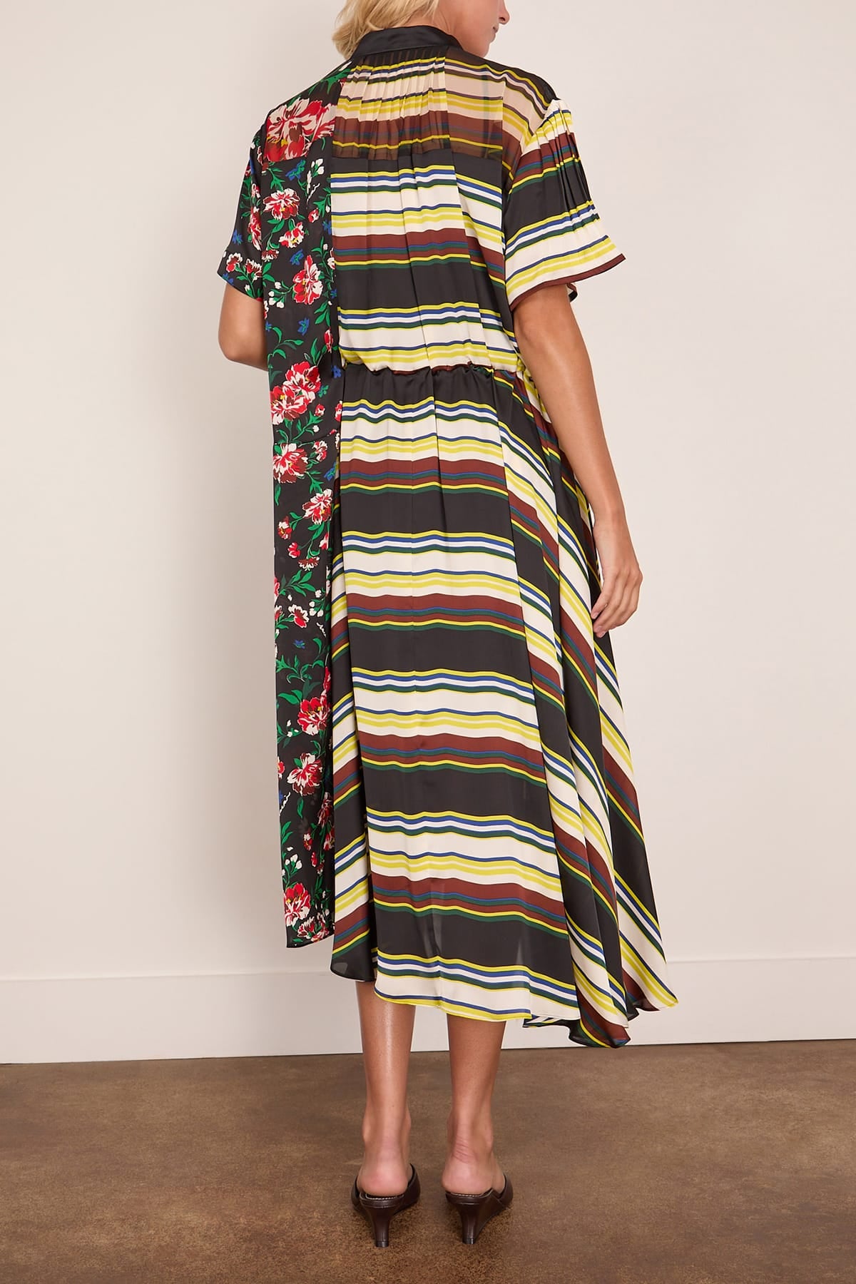 Sacai Pattern Mix Dress in Black Multi