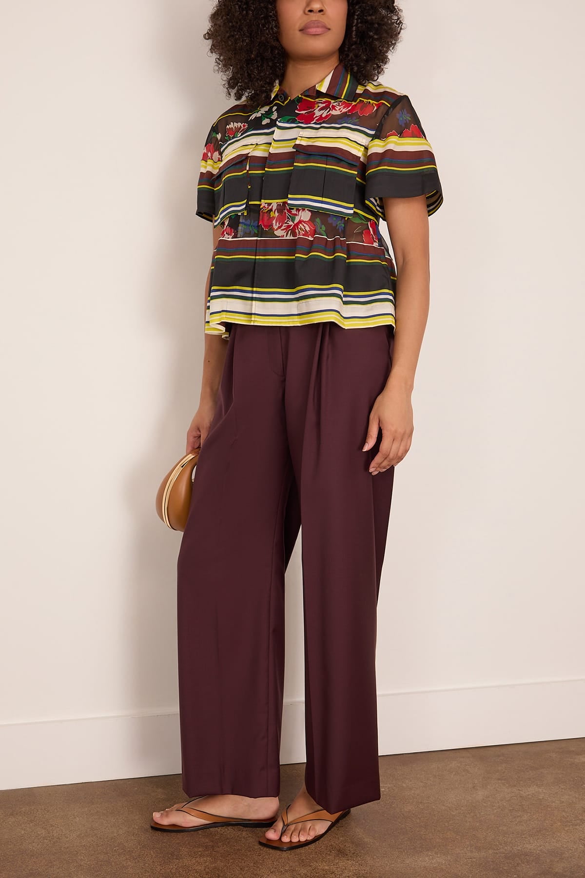 Sacai Pattern Mix Shirt in Multi Black