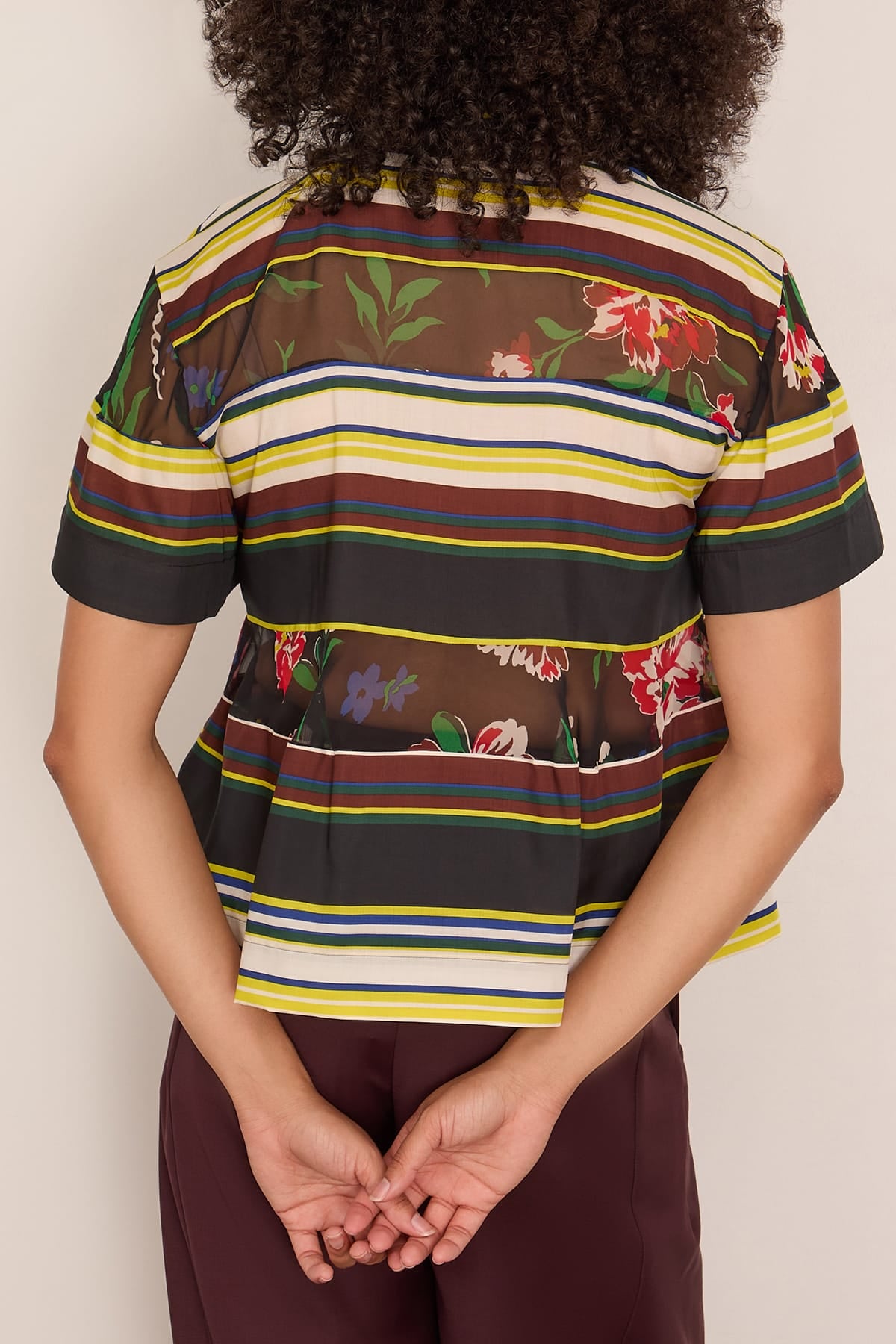 Sacai Pattern Mix Shirt in Multi Black