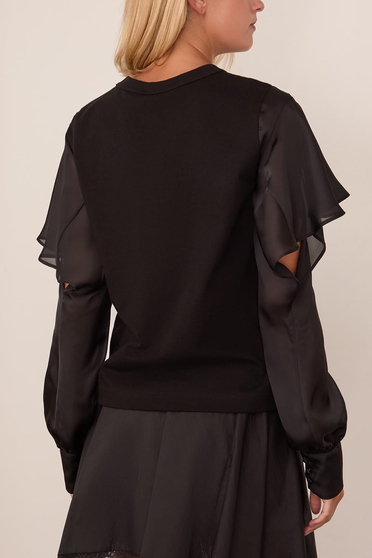 Sacai Satin x Cotton Jersey T-Shirt in Black