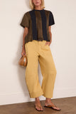Satin x Cotton Jersey T-Shirt in Navy x Khaki
