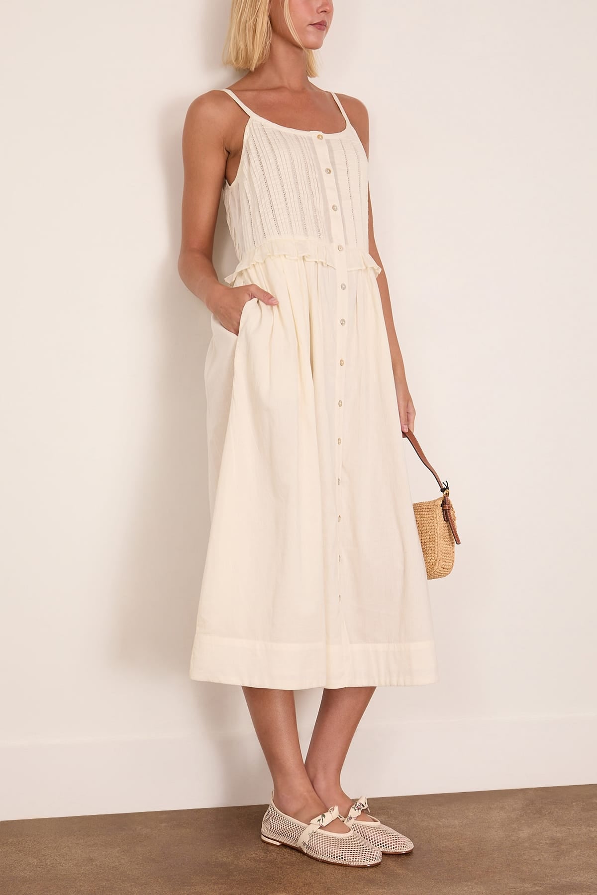 Sea Alberte Solid Tank Dress in White