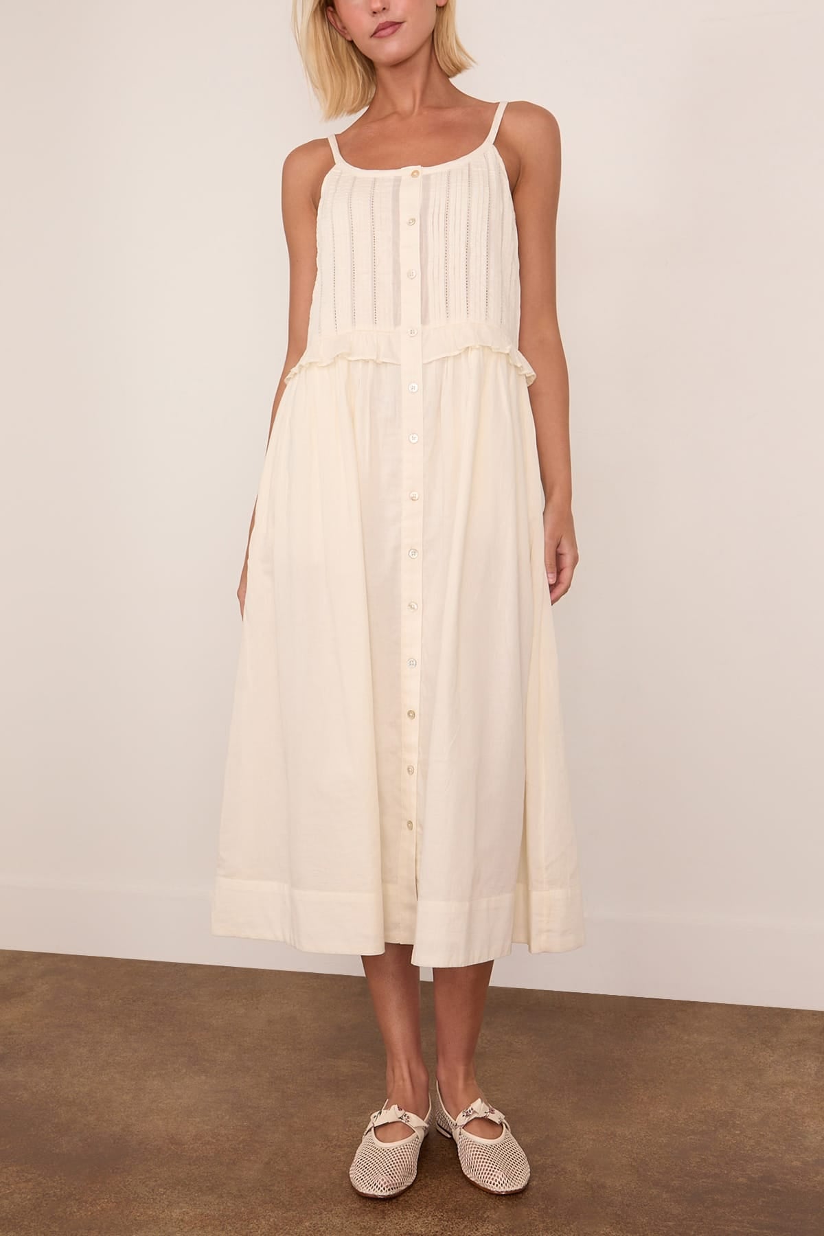 Sea Alberte Solid Tank Dress in White