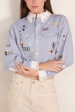 Sea Claira Button Down Top in Blue