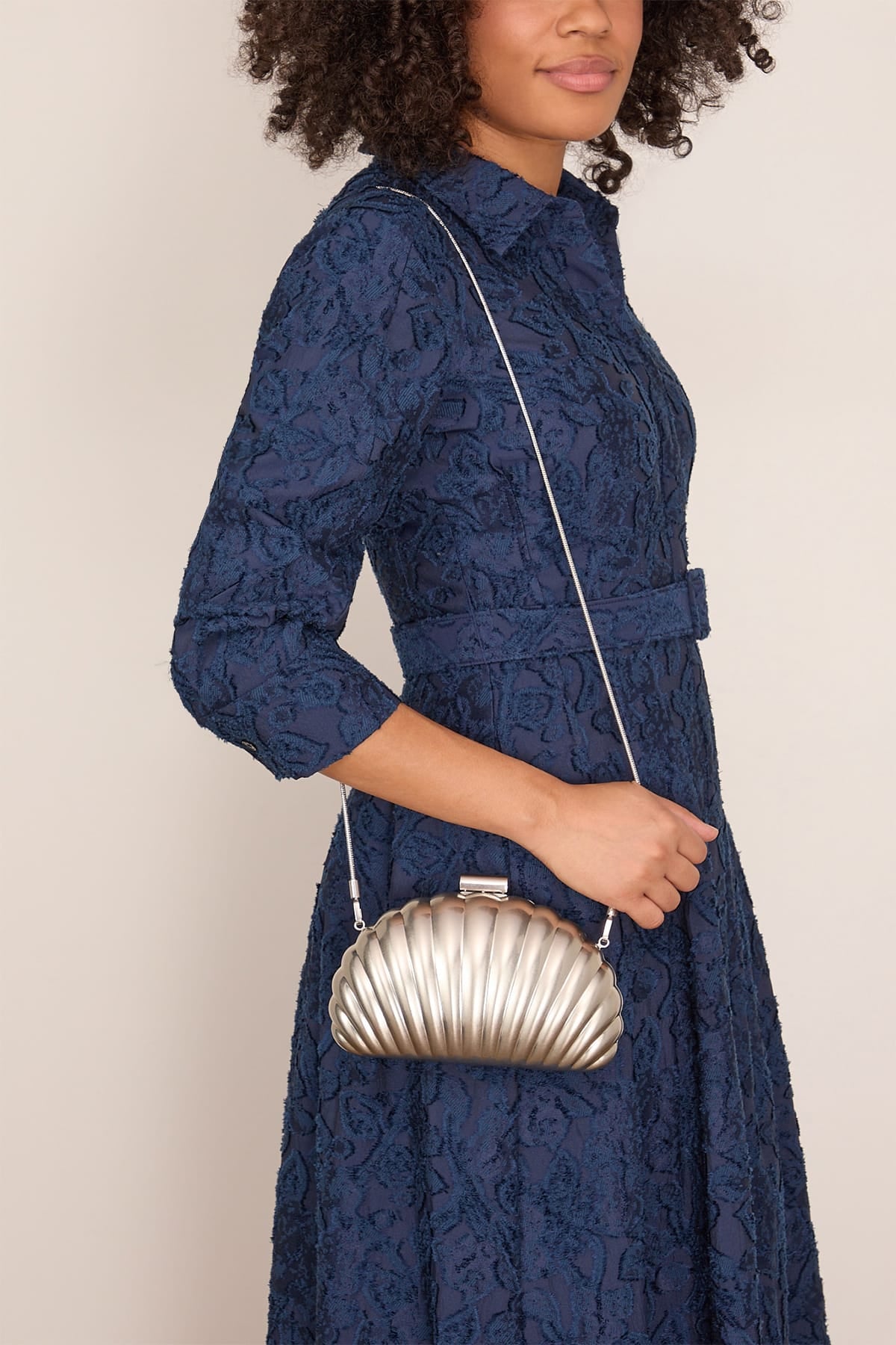 Simkhai Monet Shell Clutch in Silver