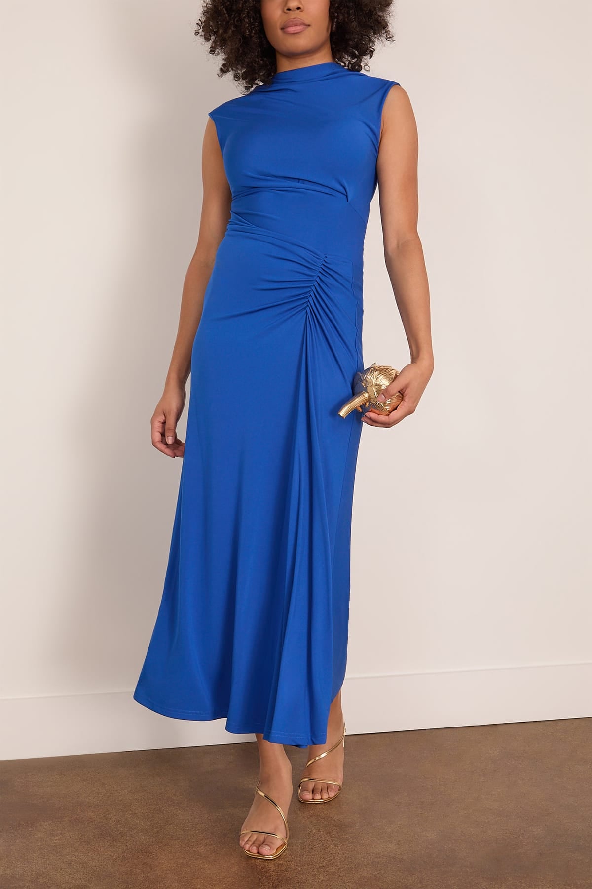 Simkhai Acacia Draped Jersey Midi Dress in Royal Blue
