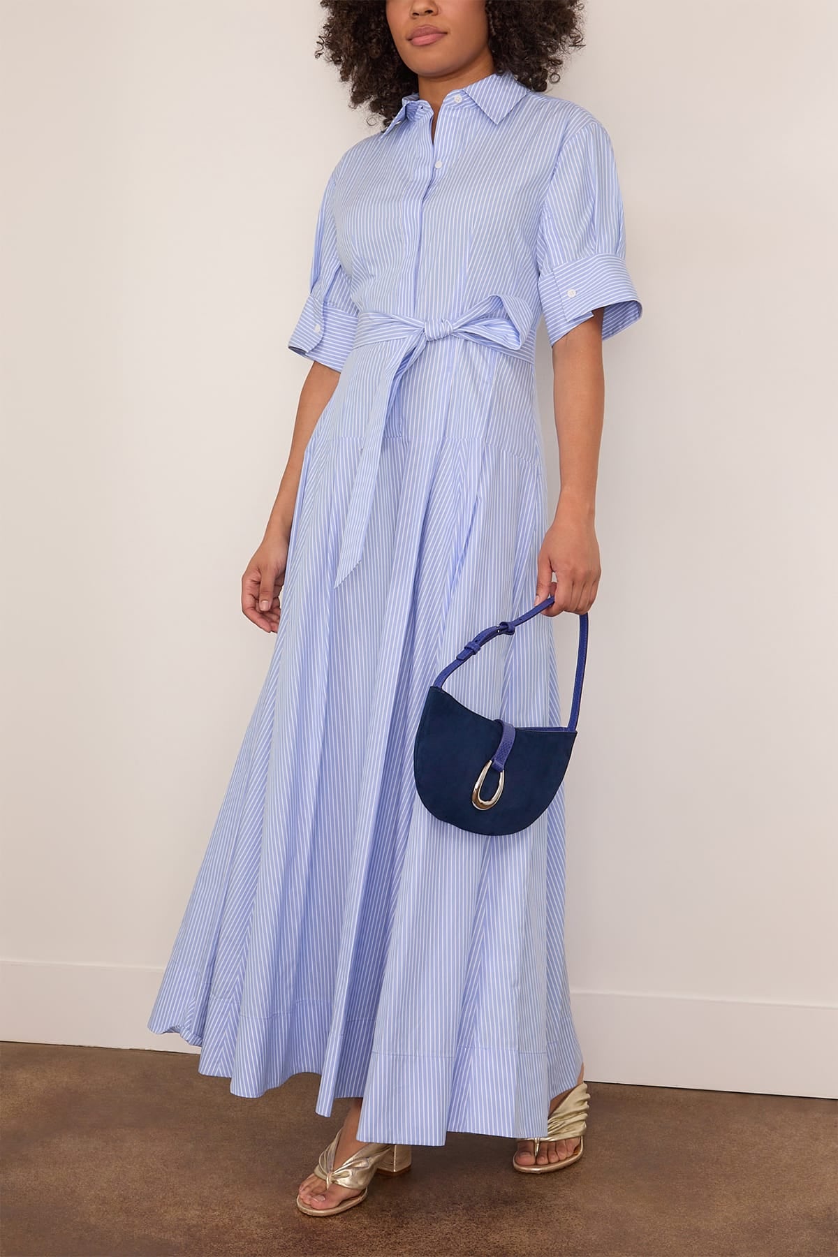 Simkhai Truman Cotton Shirt Dress in Periwinkle Stripe