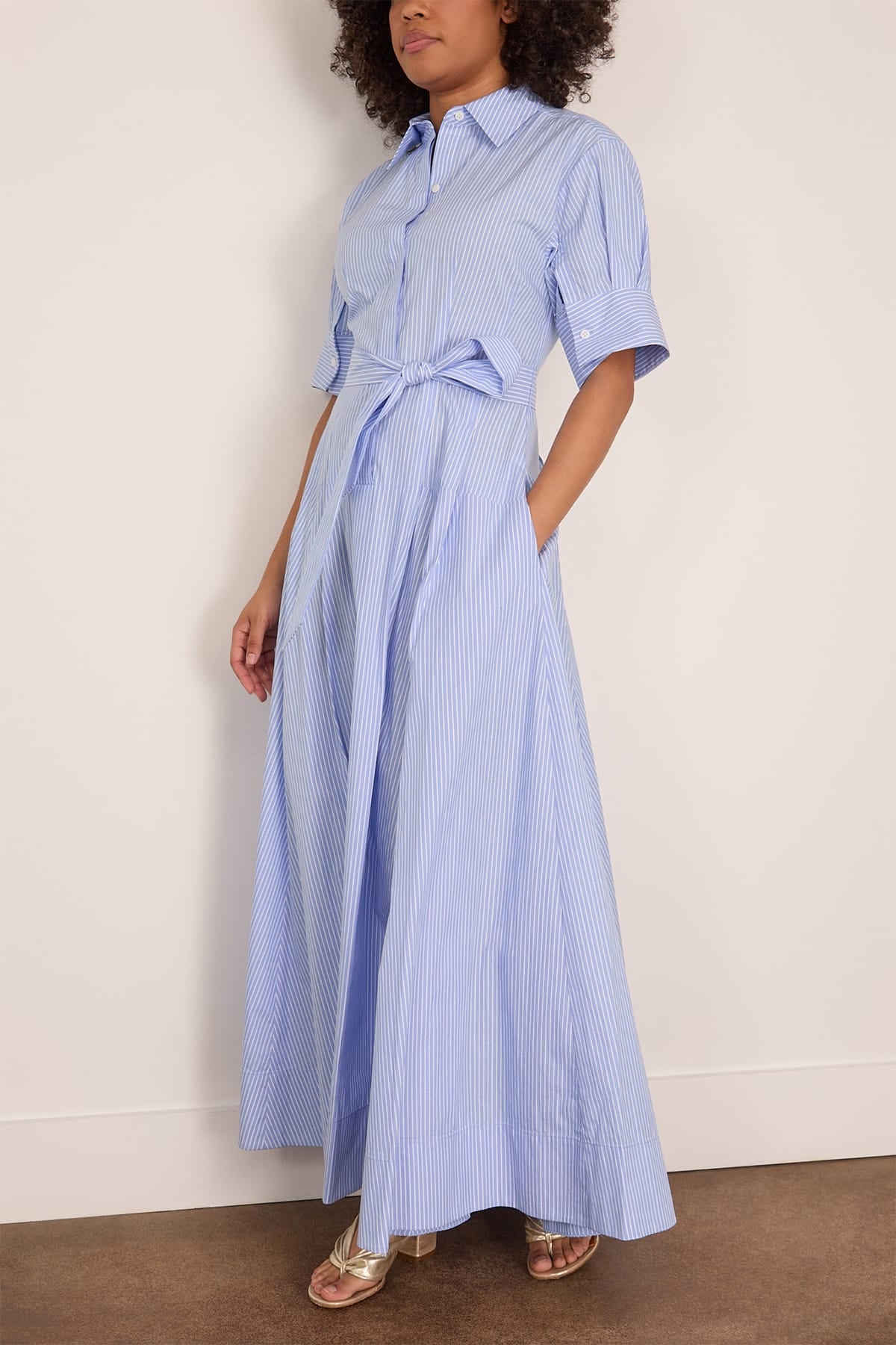 Simkhai Truman Cotton Shirt Dress in Periwinkle Stripe