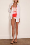Simkhai Noa Belted Bustier One Piece in Lobster Stripe
