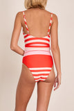 Simkhai Noa Belted Bustier One Piece in Lobster Stripe