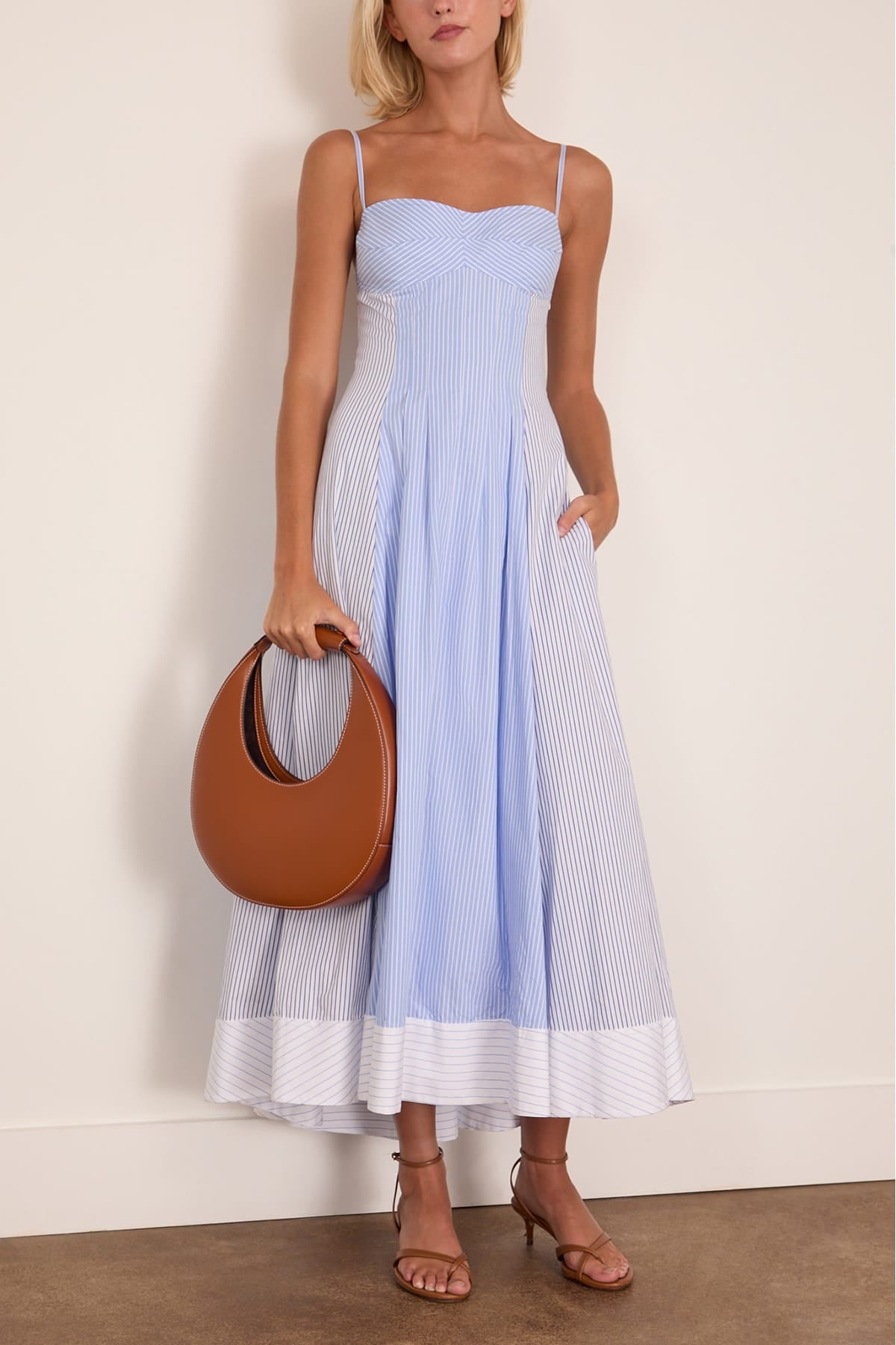 Simkhai Chamberlain Cotton Midi Dress in Periwinkle Stripe