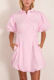 Simkhai Cleo Balloon Pintuck Mini Dress in Tulip