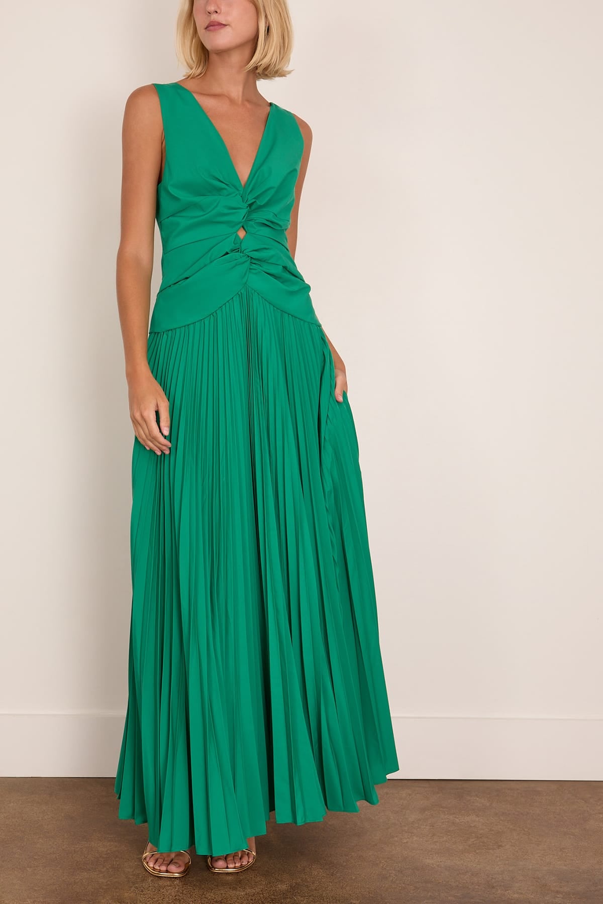 Simkhai Vivianne Cotton Midi Dress in Kelly Green