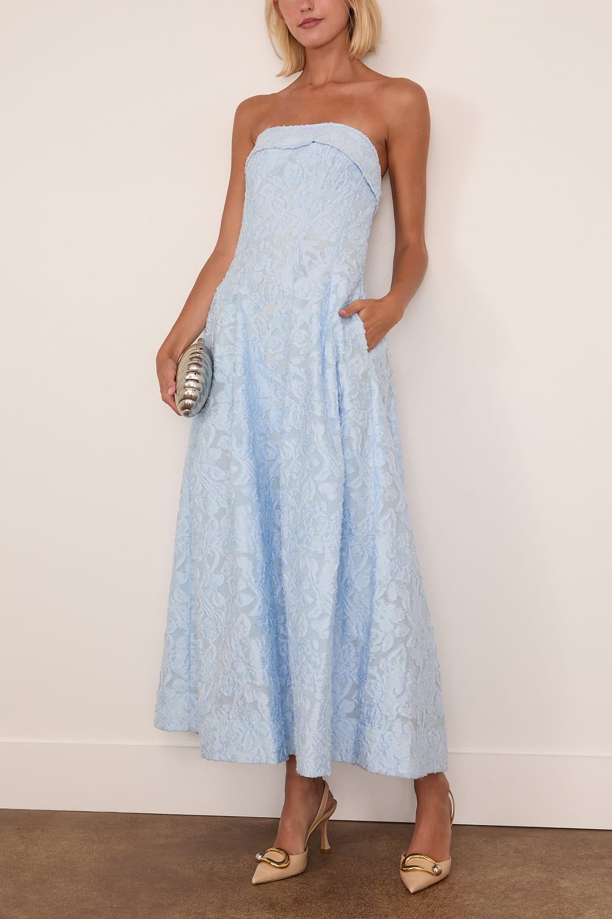 Simkhai Valeria Jacquard Midi Dress in Tidepool
