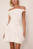 Simkhai Salina Cotton Bubble Mini Dress in White