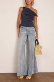 Simkhai Maisel Cotton Draped Top in Midnight