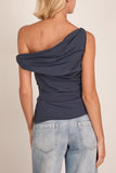 Simkhai Maisel Cotton Draped Top in Midnight