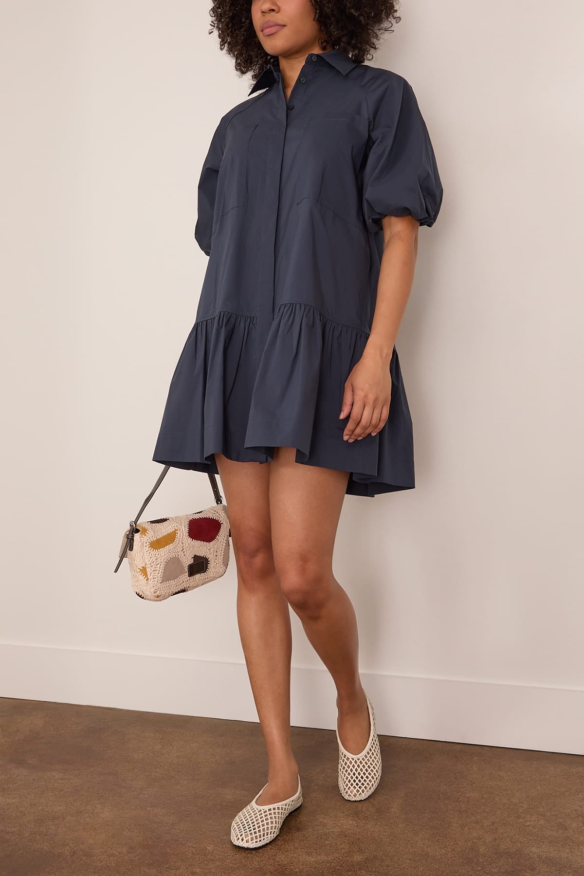 Simkhai Crissy Cotton Poplin Dress in Midnight