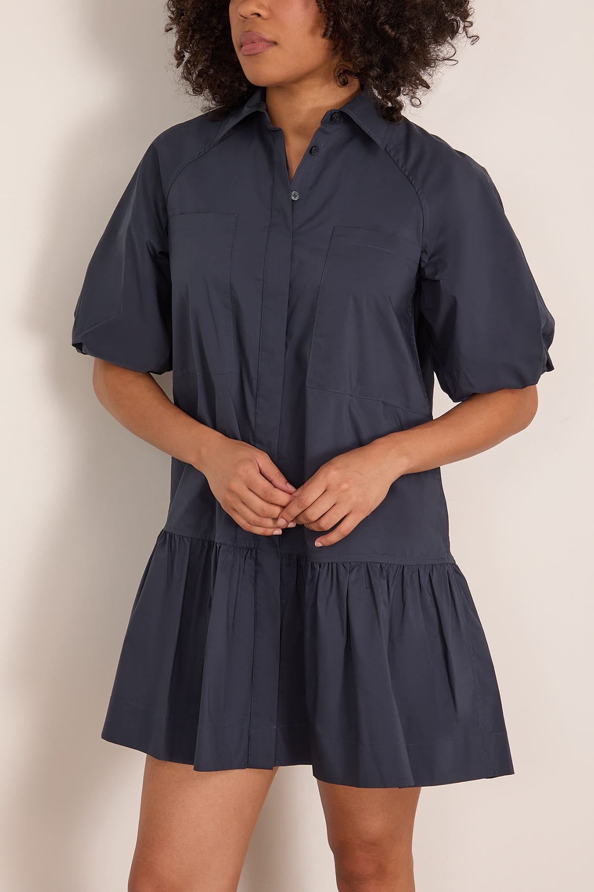 Simkhai Crissy Cotton Poplin Dress in Midnight