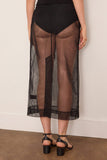 Simone Rocha Sheer Frayed Column Pencil Skirt in Black