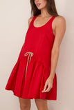 Simone Rocha Tapered Back Peplum Mini Dress in Red/Taupe