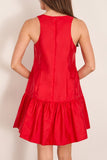 Simone Rocha Tapered Back Peplum Mini Dress in Red/Taupe