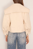 Simone Rocha Cropped Sailor Collar Workwear Bow Jacket in Ecru/Pearl/Clear