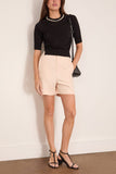 Simone Rocha Puff Sleeve Merino Silk Jumper in Black/Pearl