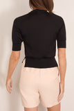 Simone Rocha Puff Sleeve Merino Silk Jumper in Black/Pearl