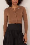 Simone Rocha Cropped Merino Silk Cardigan in Chestnut/Pearl/Clear