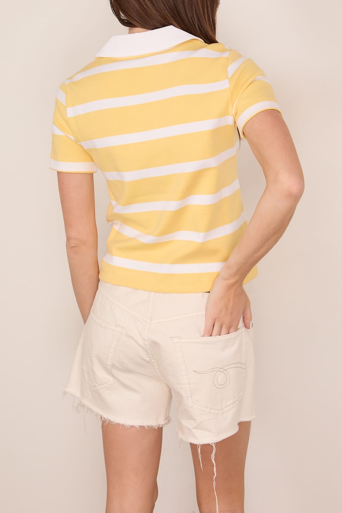 Tanya Taylor Melanie Top in Lemon Meringue/White Wide Stripe