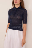Bite Studios Cotton Net Rib Top in Dark Navy