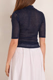 Bite Studios Cotton Net Rib Top in Dark Navy
