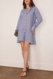 Bite Studios Striped Petal Bottom Shirt Dress in Blue Stripe