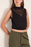 Plan C Intarsia Cotton Knit Vest in Black