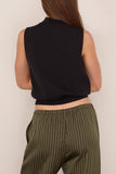 Plan C Intarsia Cotton Knit Vest in Black