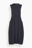 Tibi Bonded Twill Sleeveless Sculpted Dress in Navy