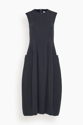 Bonded Twill Sleeveless Sculpted Dress in Navy