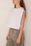 Tibi Compact Poplin Cropped Square Top in White